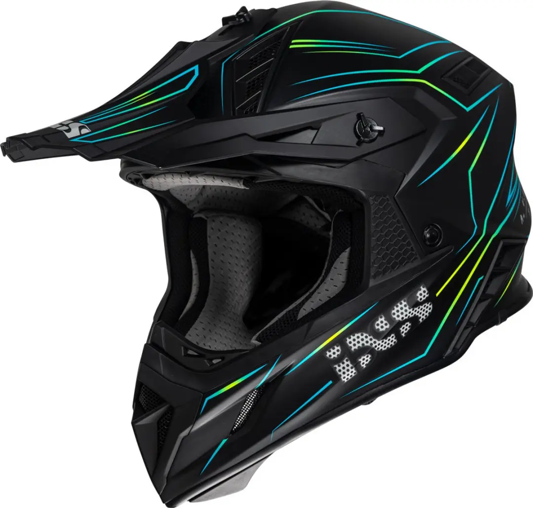 IXS iXS189FG 2.0 Mat Zwart Geel Crosshelm