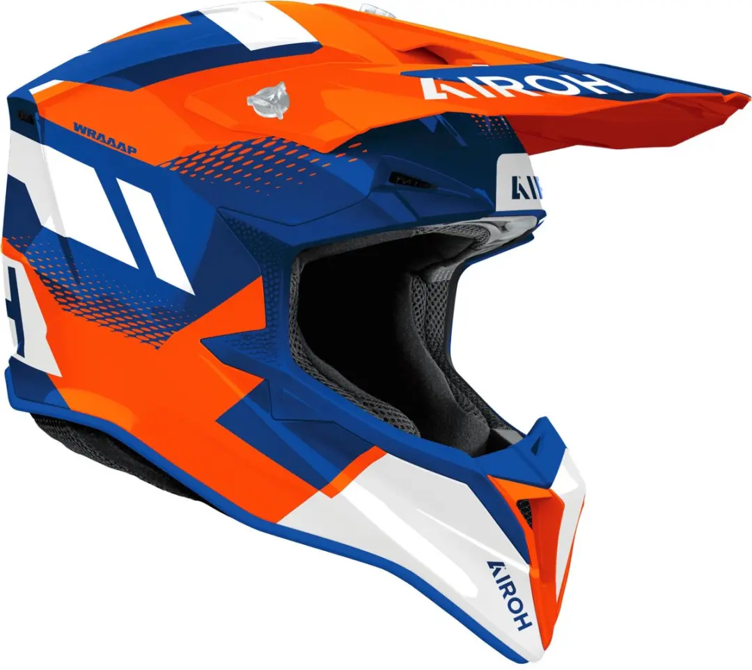 Airoh Wraaap Vision Motocrosshelm XS - Wit/Blauw/Orange