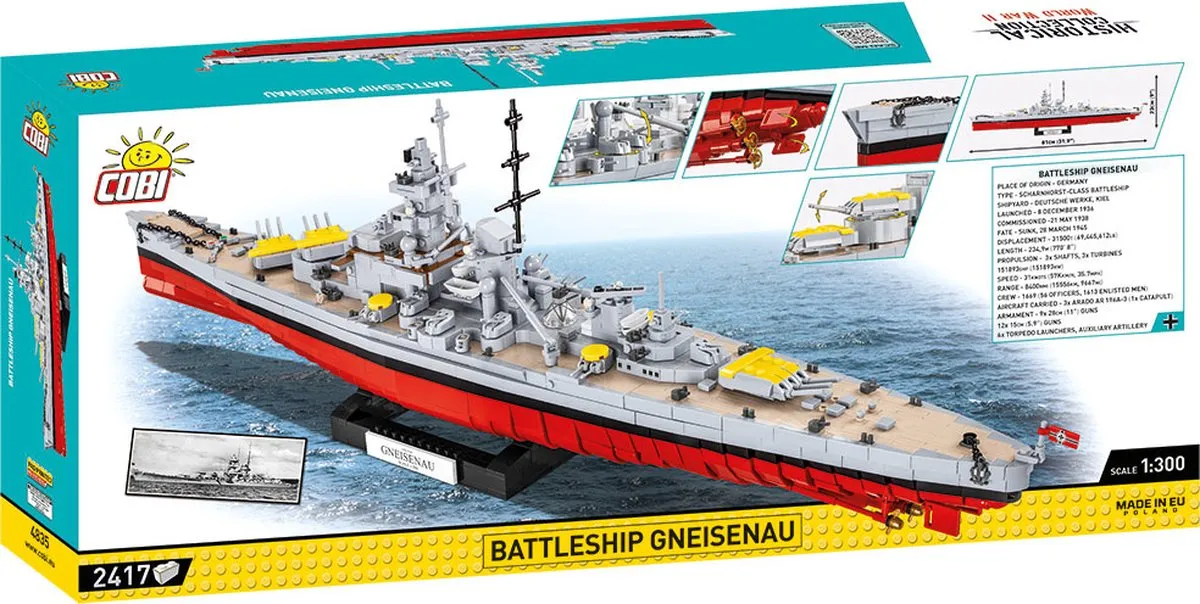 Cobi Battleship Gneisenau 1:300 Modelbouwpakket - 2417 Stenen