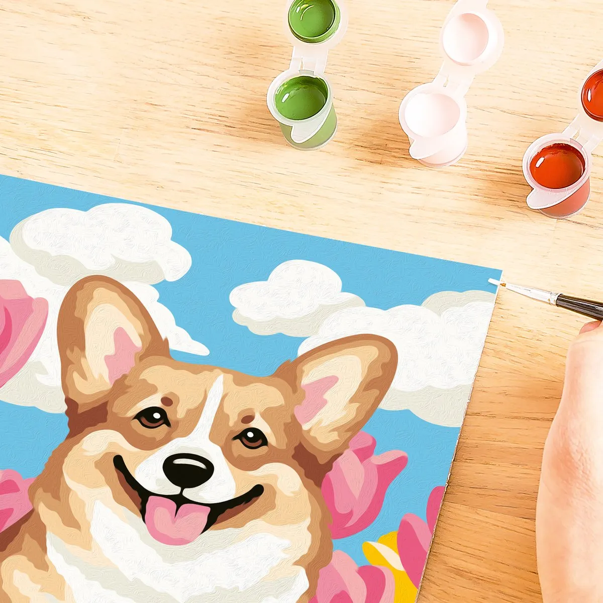 Ravensburger CreArt Floral Corgi Schilderen op Nummer - Meerkleurig