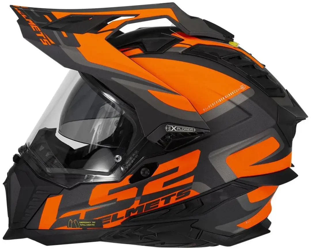 LS2 MX701 Explorer Alter Helm - Maat S - Zwart/Fluo Oranje