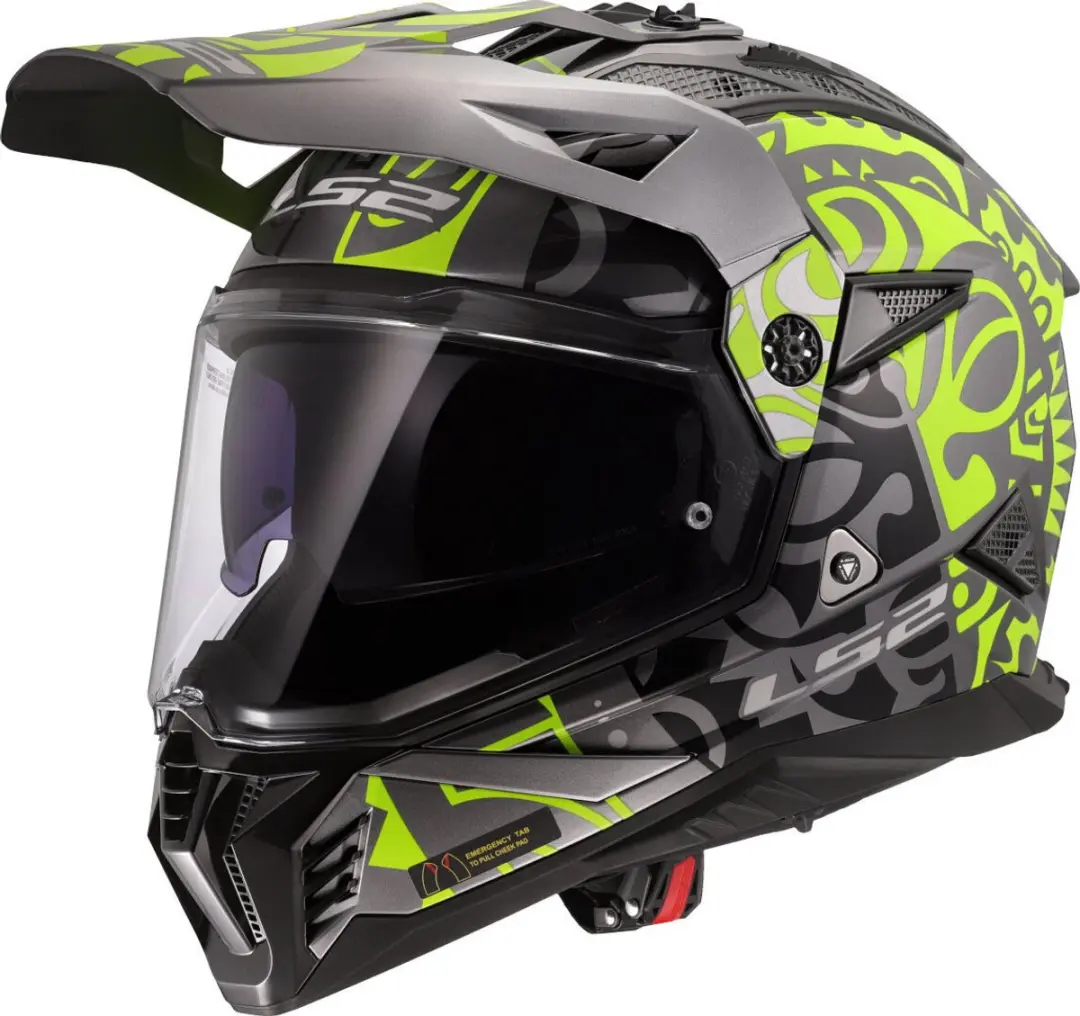 LS2 MX702 Pioneer II Rangi H-Vis Geel 06 Adventure Motorhelm