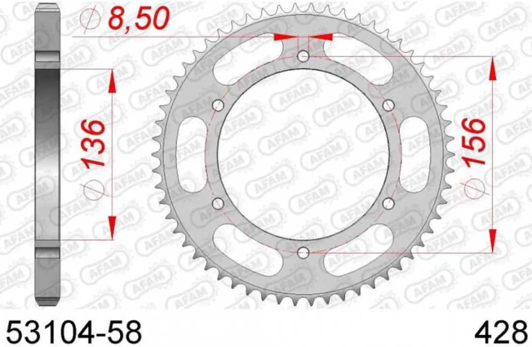 Couronne de transmission Afam pour ULM Fantic 125 CABALLERO DELUXE Après 2021 N