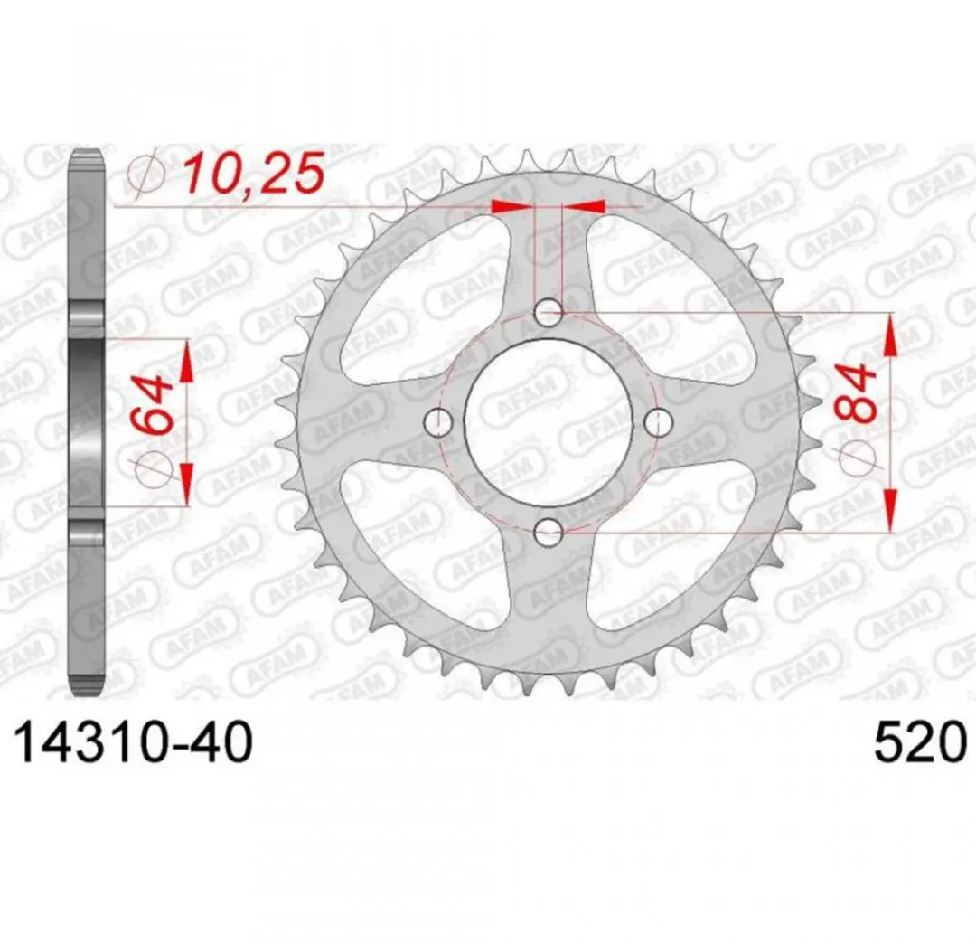 Kit chaîne Afam pour quad Suzuki 400 LT-Z 2003 à 2008 14x40 P 520 Al 64mm Neuf