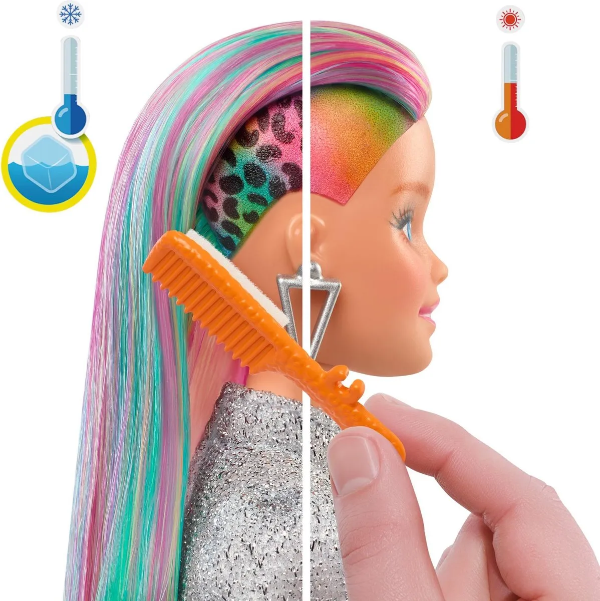 Barbie Leopard Regenbooghaar Pop GRN81
