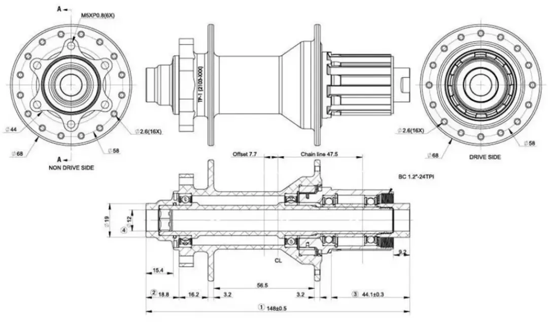 Contec Core 6b Disc Boost Achternaaf 32H 12x148mm Zilver - afbeelding 2 van 2