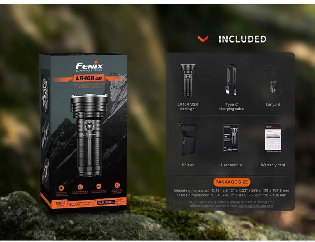 Fenix LR40R V2.0 Zaklamp 15000 Lumen - Zwart - afbeelding 3 van 4
