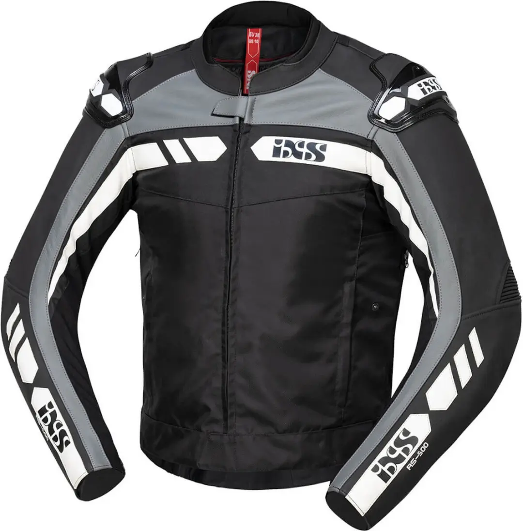 IXS RS-500 1.0 Zwart Grijs Wit Leather Textiele Motorjas