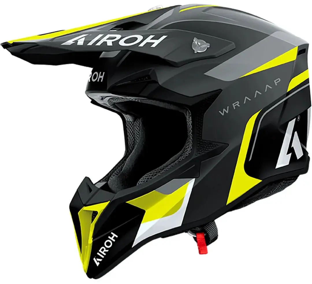 Airoh Wraaap Conquer Motocrosshelm L - Zwart Matt/Grijs/Neon-geel