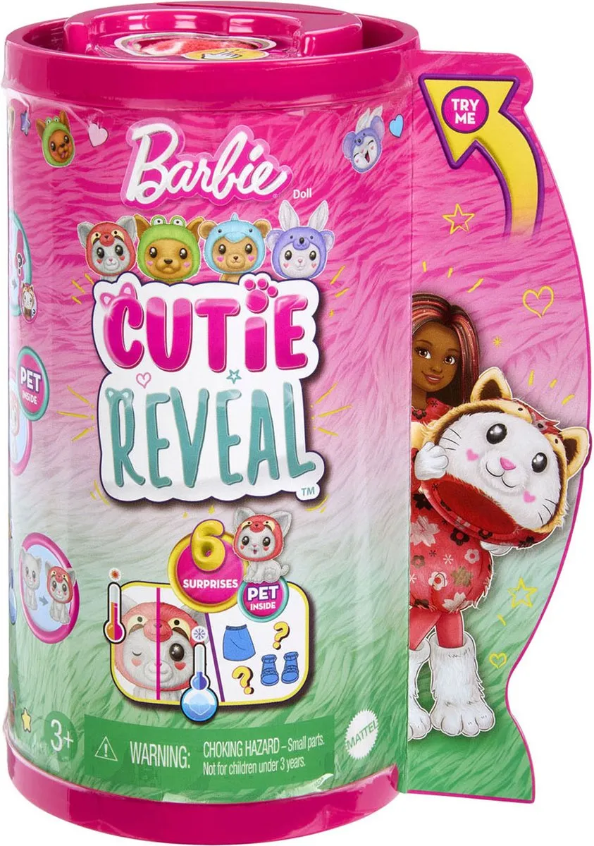 Barbie Cutie Reveal Pop HRK28 Kitten Rode Panda - afbeelding 6 van 6
