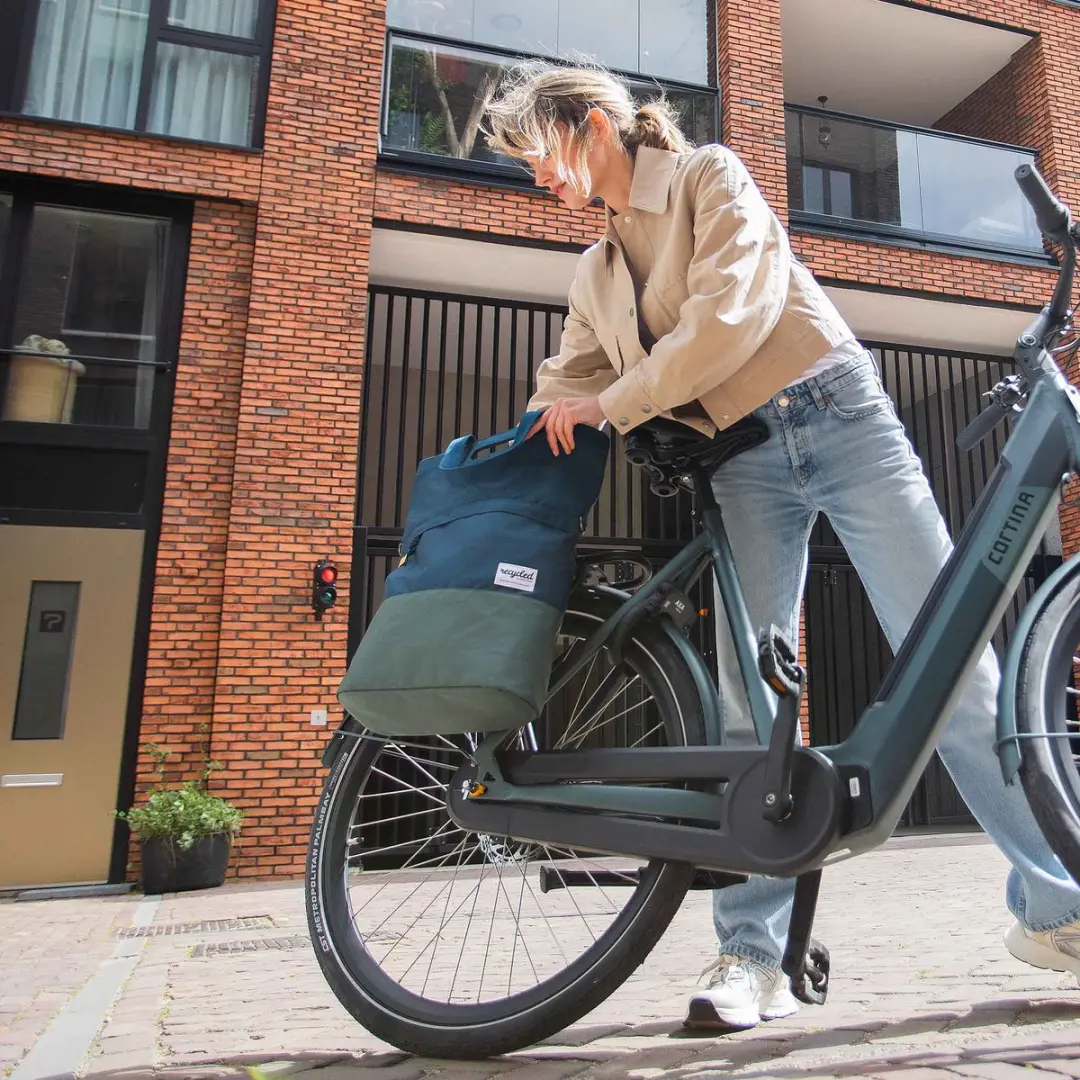 URBAN PROOF 20L Shopper Fietstas - Blauw/Groen