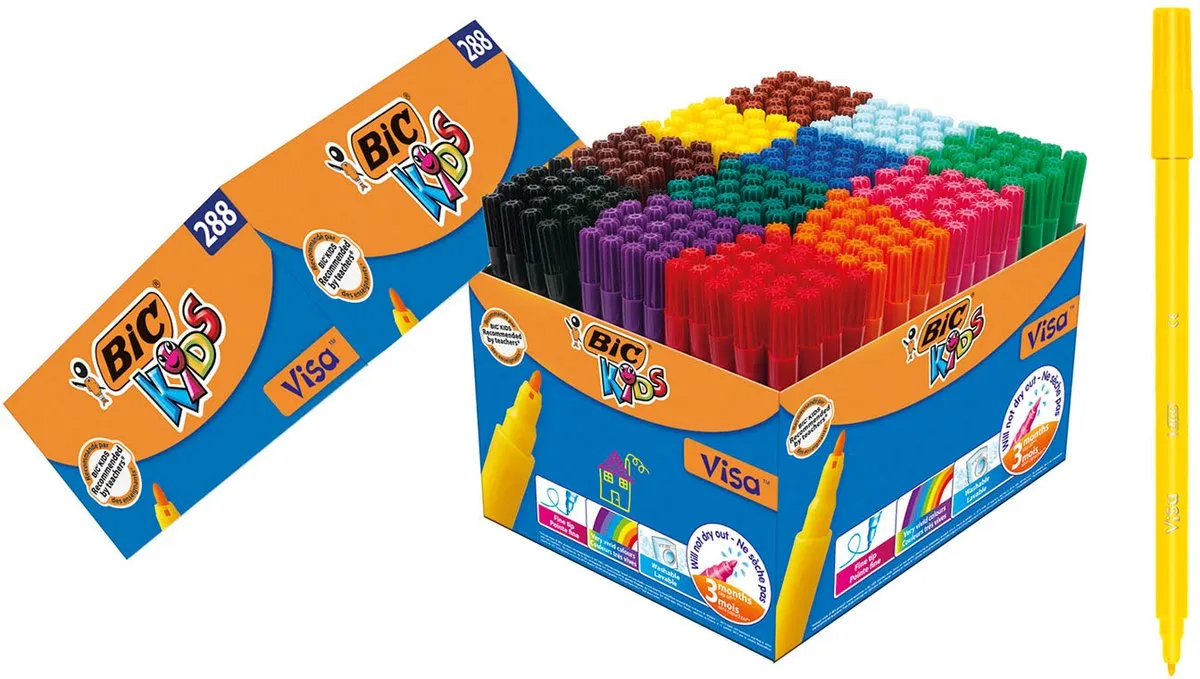 Bic Visa Fijne Kleurstiften 1.6mm - 288 Stuks Multicolor