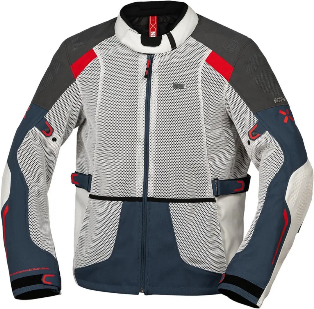 IXS Tourster-Big Air 1.0 Mesh Grijs Blauw Rood Sand Textiele Motorjas