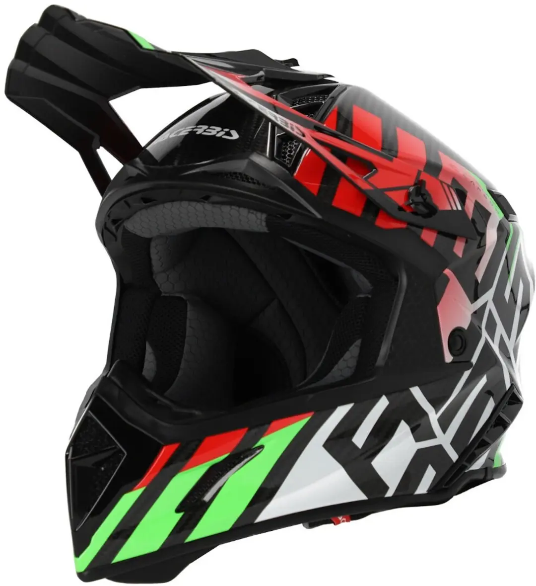 Acerbis Steel Carbon Zwart Groen Rode Crosshelm