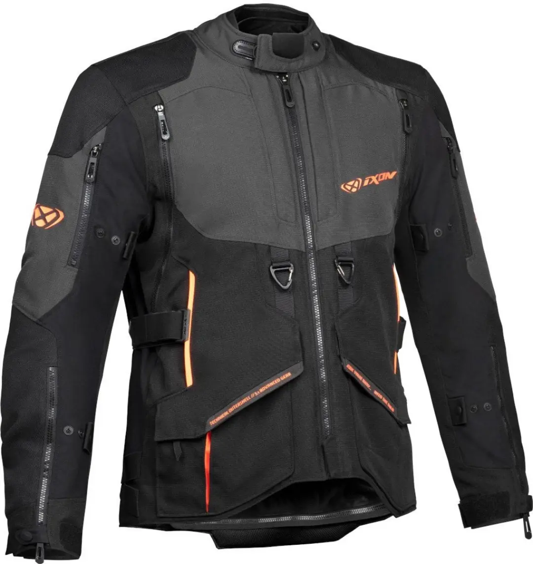 Ixon Ragnar Zwart Antraciet Oranje Textiele Motorjas