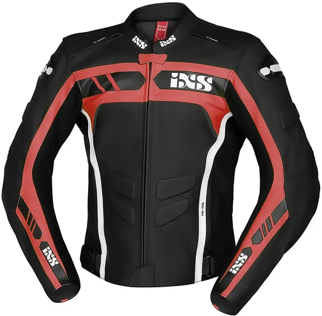 IXS Sport RS-600 1.0 Zwart Rood Wit Leren Motorjas