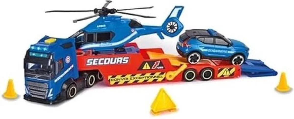 Smoby Dickie Transportwagen + Helikopter + Rijkswachtvoertuig 40cm - Meerkleurig