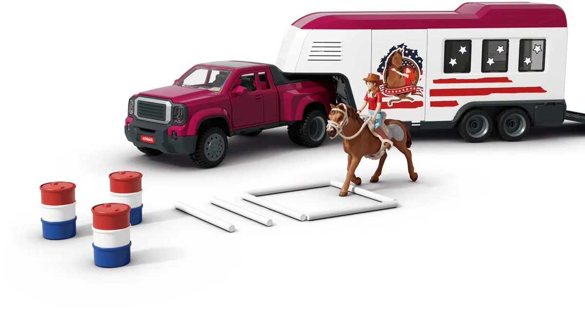 Schleich Horse Club Lakeside-Truck met Aanhangwagen 42705 - Roze/Wit