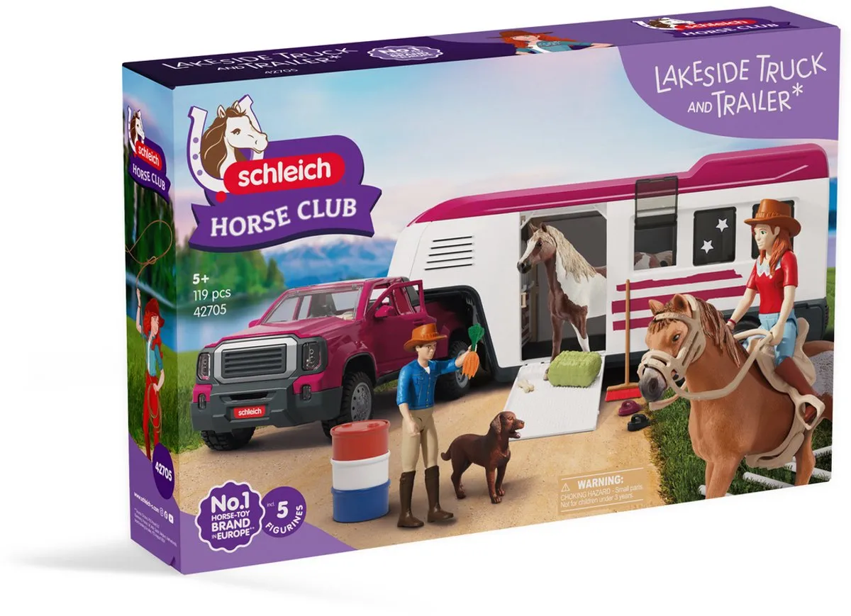 Schleich Horse Club Lakeside-Truck met Aanhangwagen 42705 - Roze/Wit
