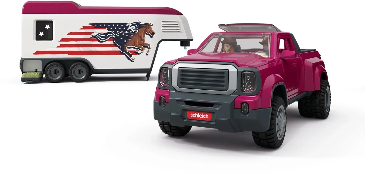 Schleich Horse Club Lakeside-Truck met Aanhangwagen 42705 - Roze/Wit