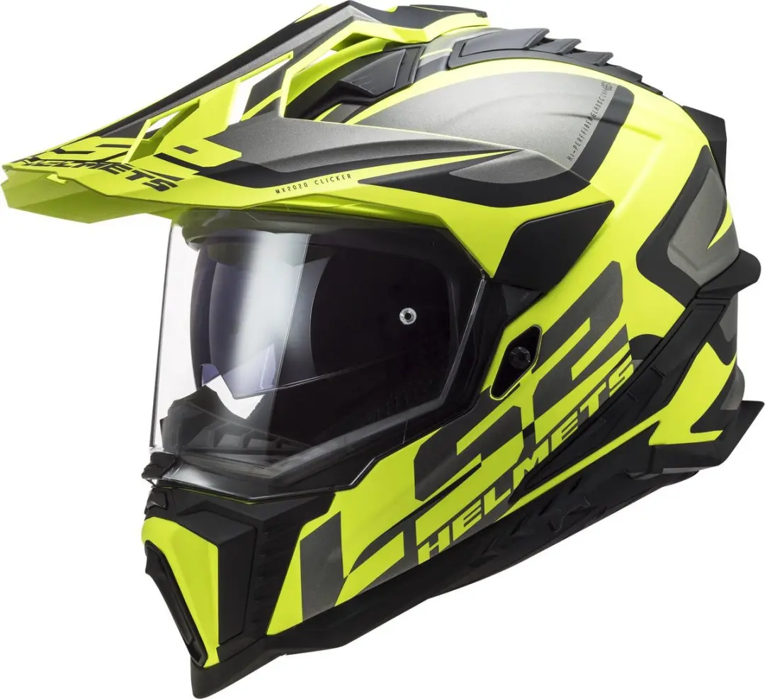 LS2 MX701 C Explorer Focus ECE 22.06 Mat Titanium Hivis Geel Adventure Helm M