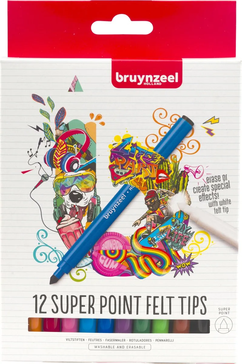 Bruynzeel Super Point Viltstiftenset 12 Kleuren
