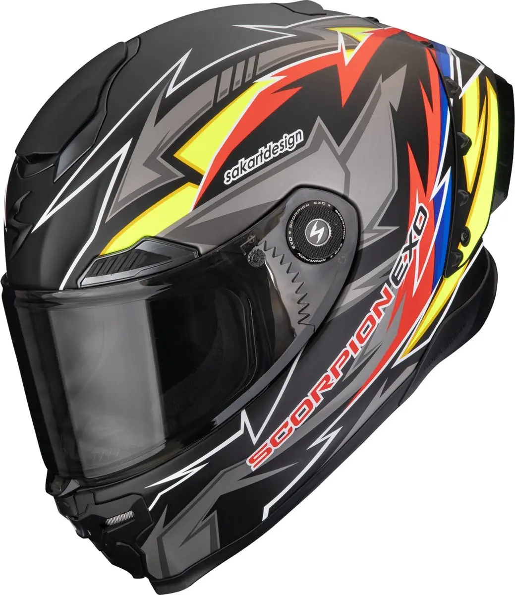 Scorpion EXO-Race Air Move On FIM 2 Helm - XL - Zwart/rood/blauw