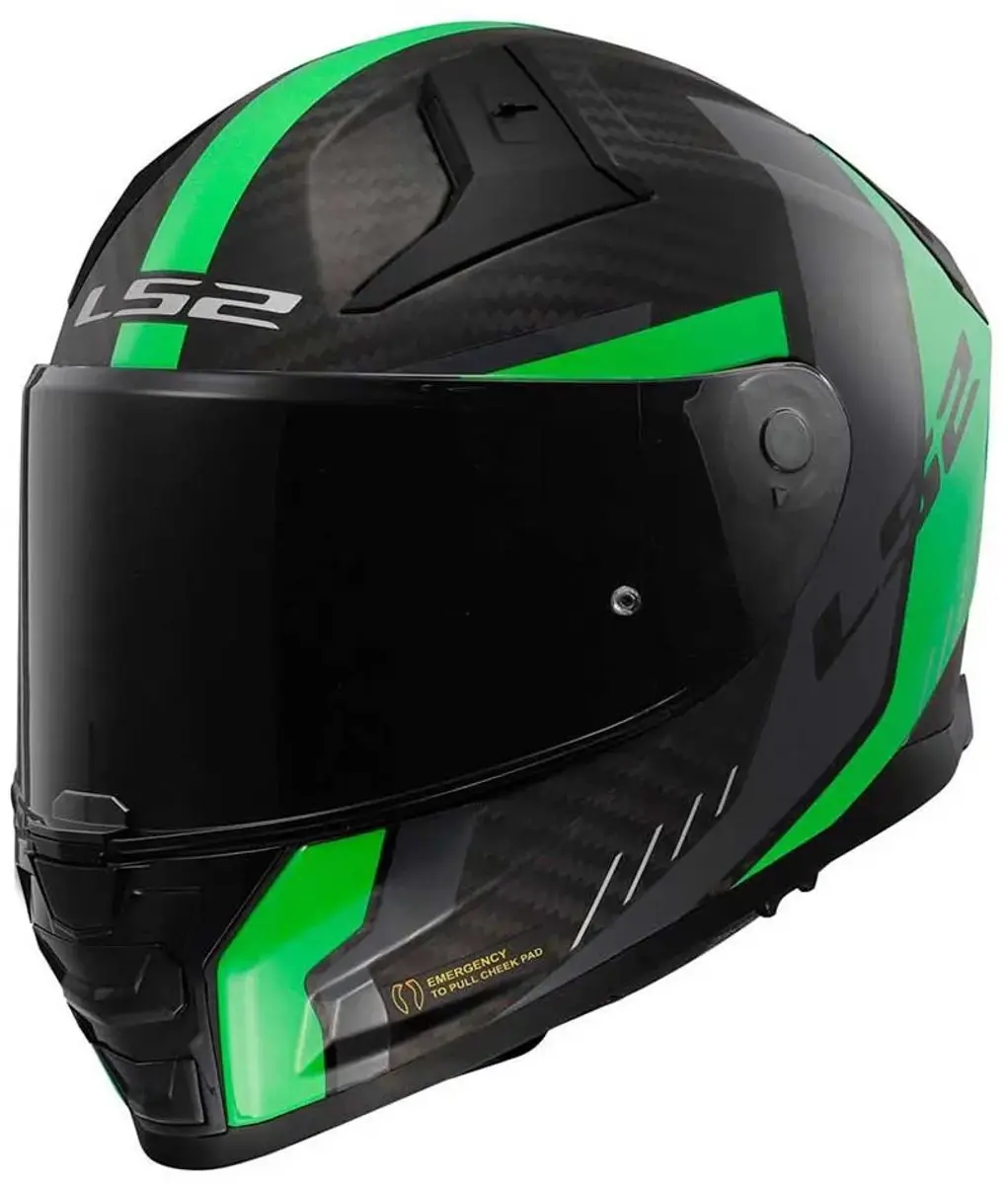 LS2 FF811 Vector II Carbon Grid Mat Helm - XL - Fluo Groen