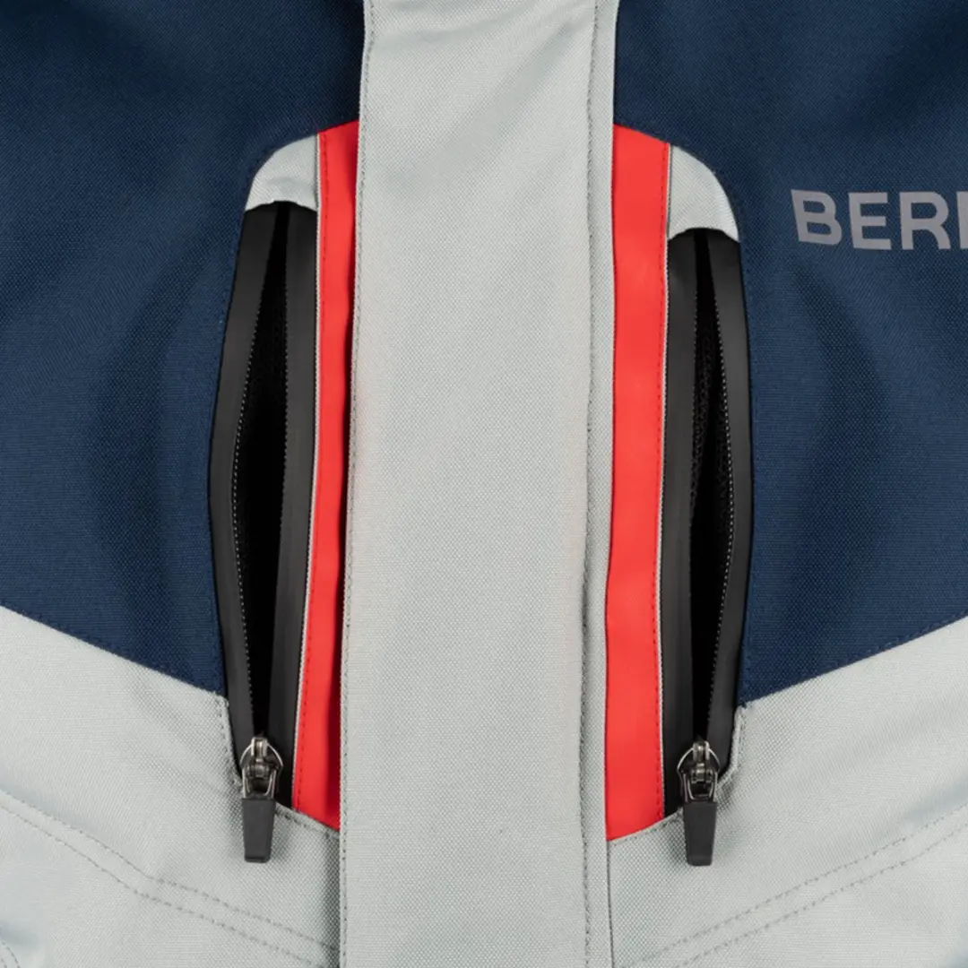 Bering Siberia Jas - Grijs/Blauw/Rood - Maat M