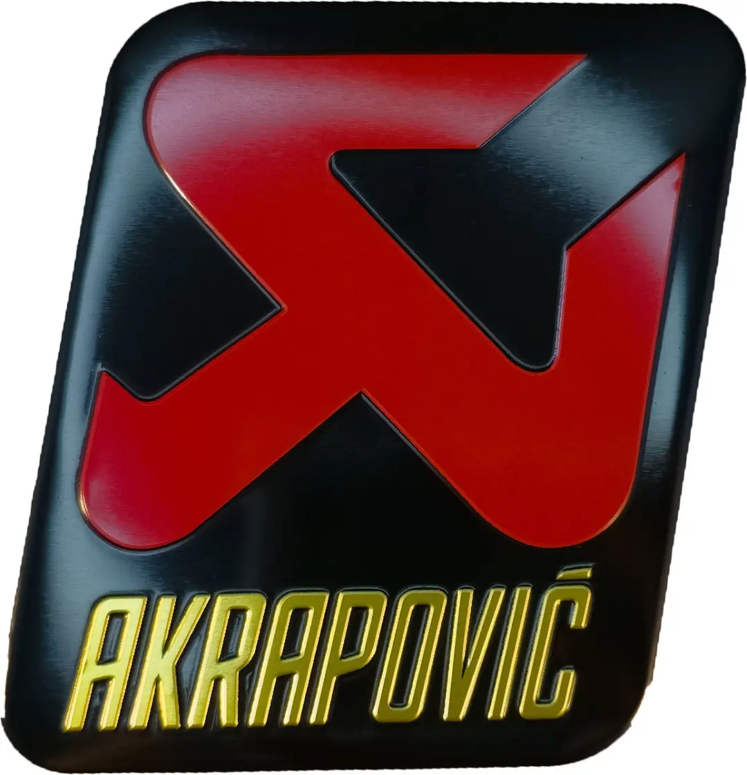 Aluminium hittebestendige Uitlaat Sticker logo Akrapovič 85 x 75 mm