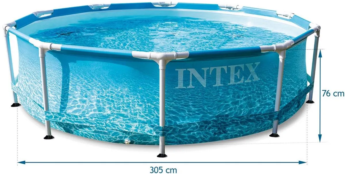 Intex 28208 Stalen Frame Zwembad 305x76cm - Blauw/Wit - afbeelding 6 van 6