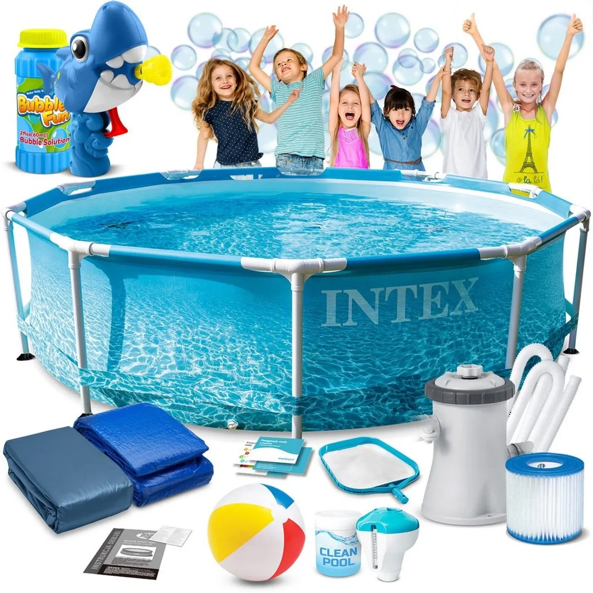 Intex 28208 Stalen Frame Zwembad 305x76cm - Blauw/Wit - afbeelding 3 van 6