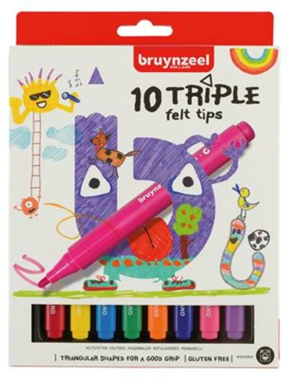 BRUYNZEEL Kids Triple Viltstiften - Assorti - 10 Stuks - afbeelding 6 van 6