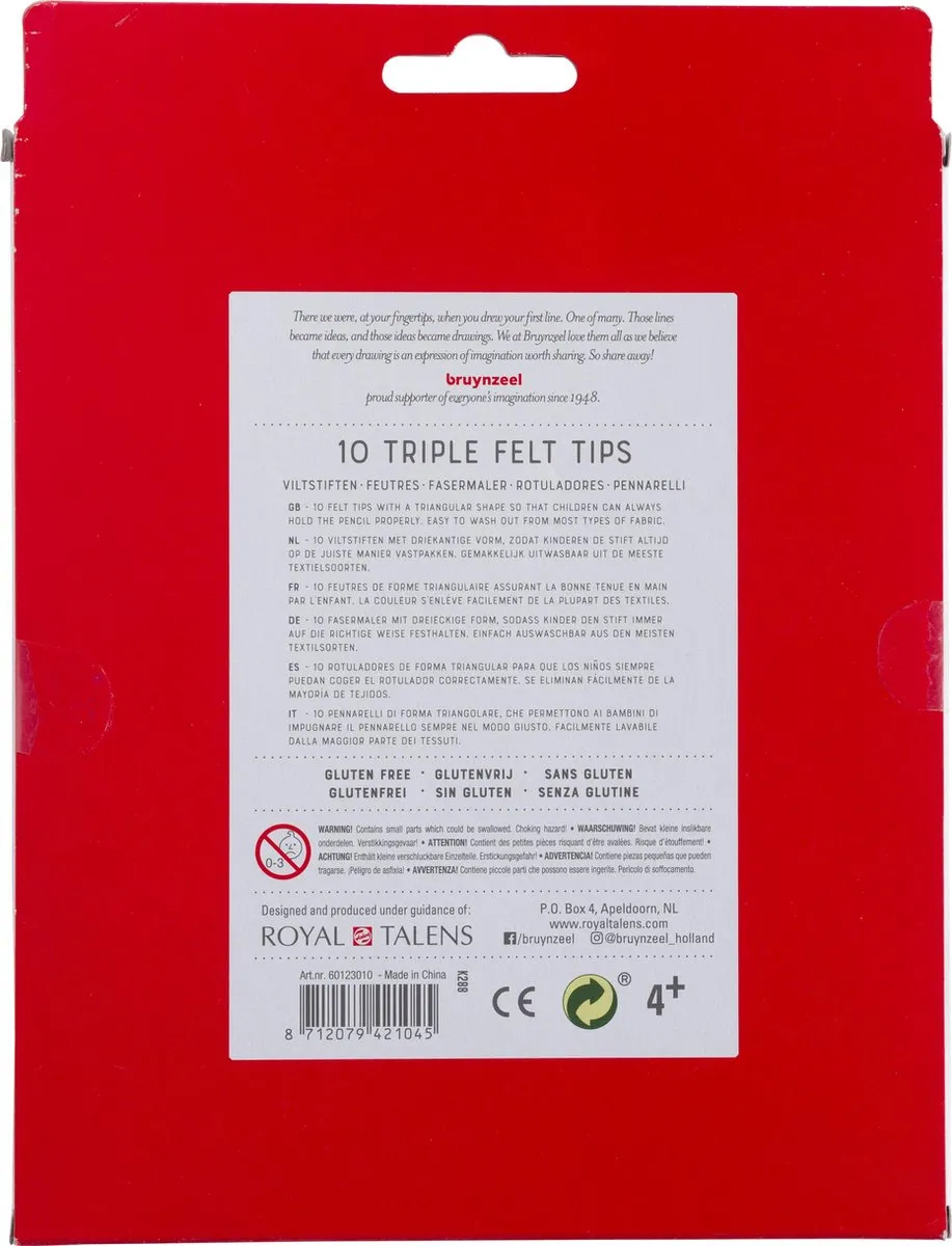 BRUYNZEEL Kids Triple Viltstiften - Assorti - 10 Stuks