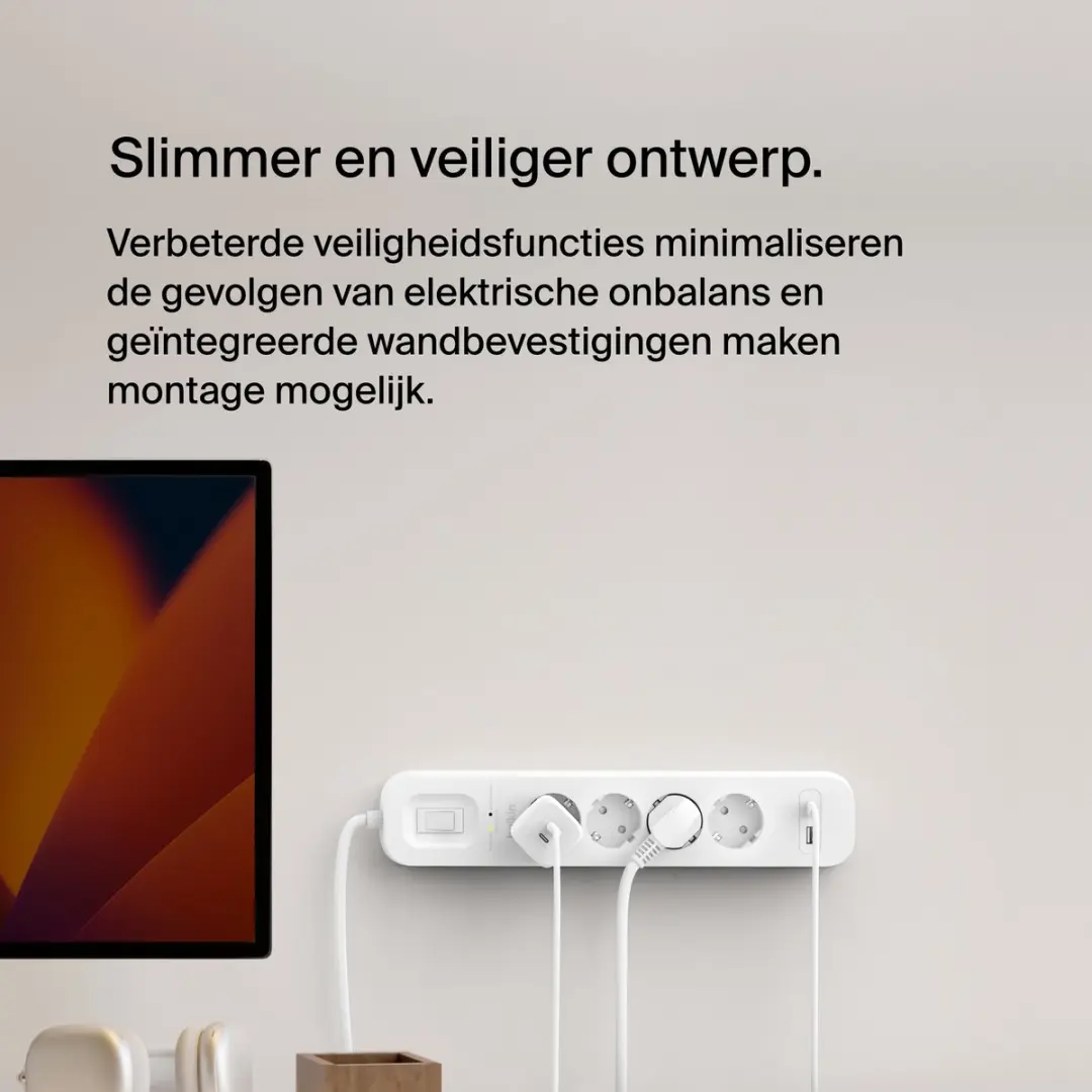 Belkin Spanningsbeveiliger 4 Stopcontacten Wit 2M - USB-C+USB-A - afbeelding 5 van 6