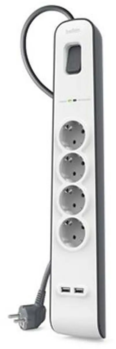 Belkin Stekkerblok met 4 uitgangen en 2 USB poorten 2.4A