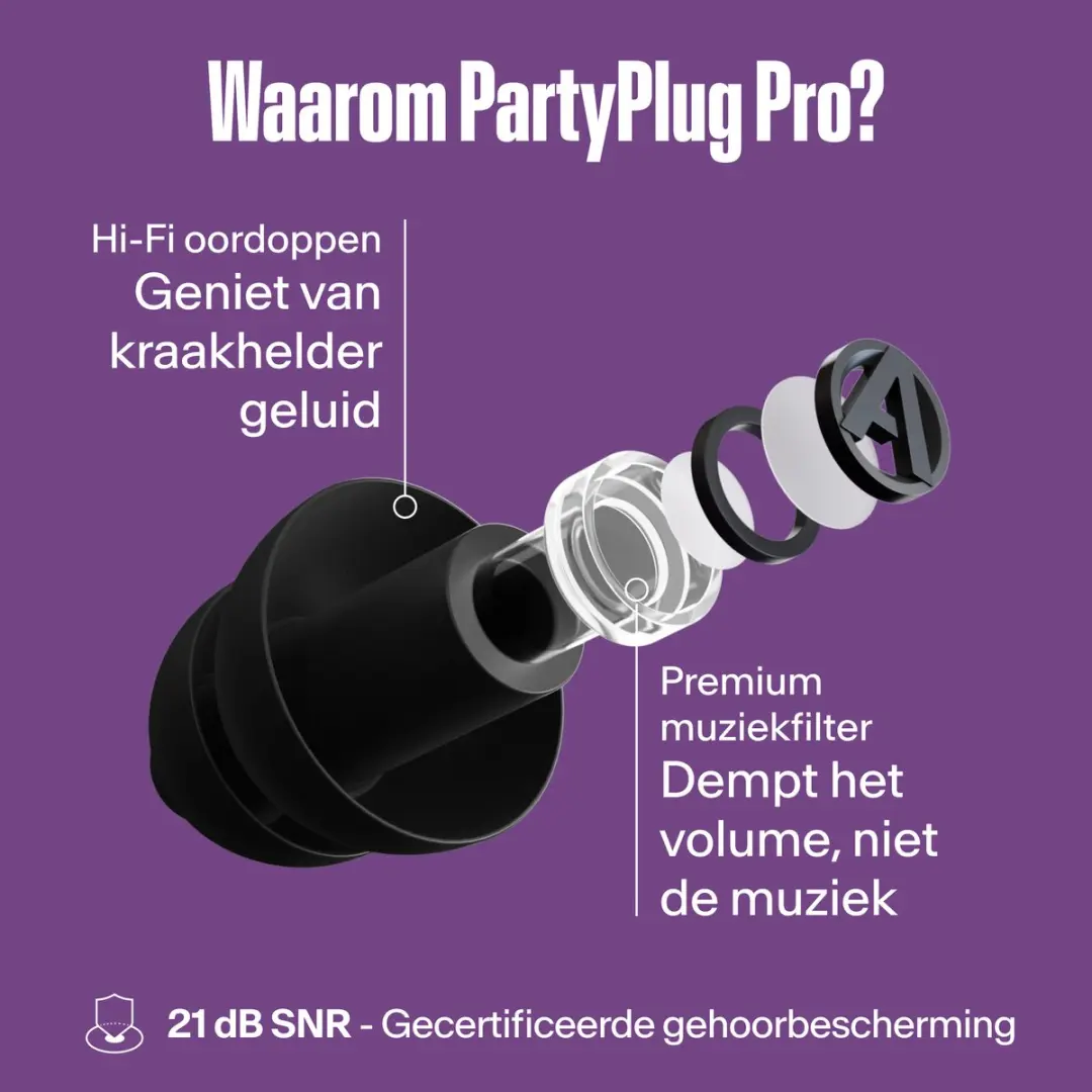 Alpine PartyPlug Pro Oordopjes - 21dB - Zwart