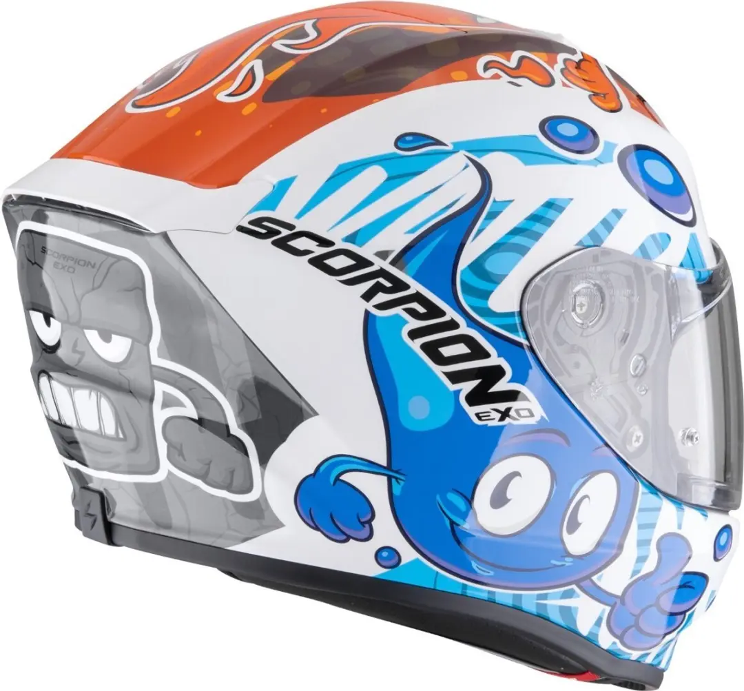 Scorpion EXO-JNR Air The4Elements Kinderhelm - S - Wit/Blauw/Oranje