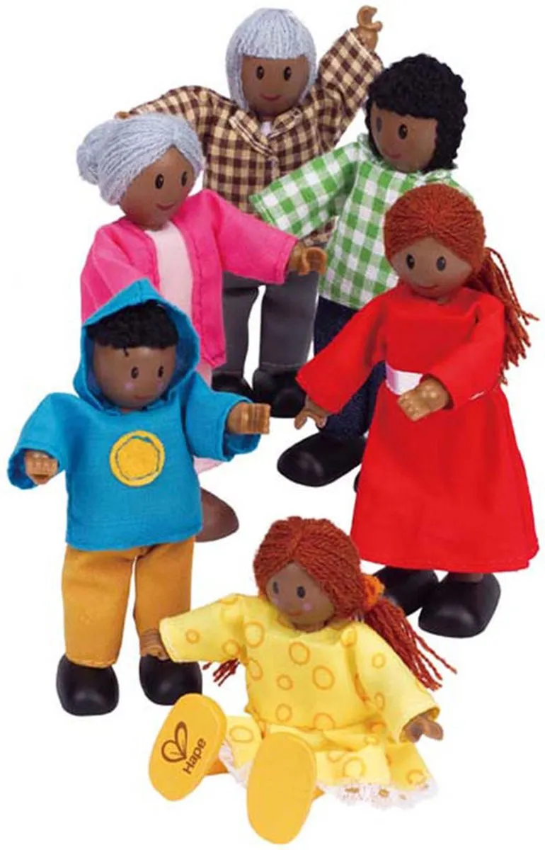 Hape Poppenfamilie 6 Stuks - Donkere huidskleur