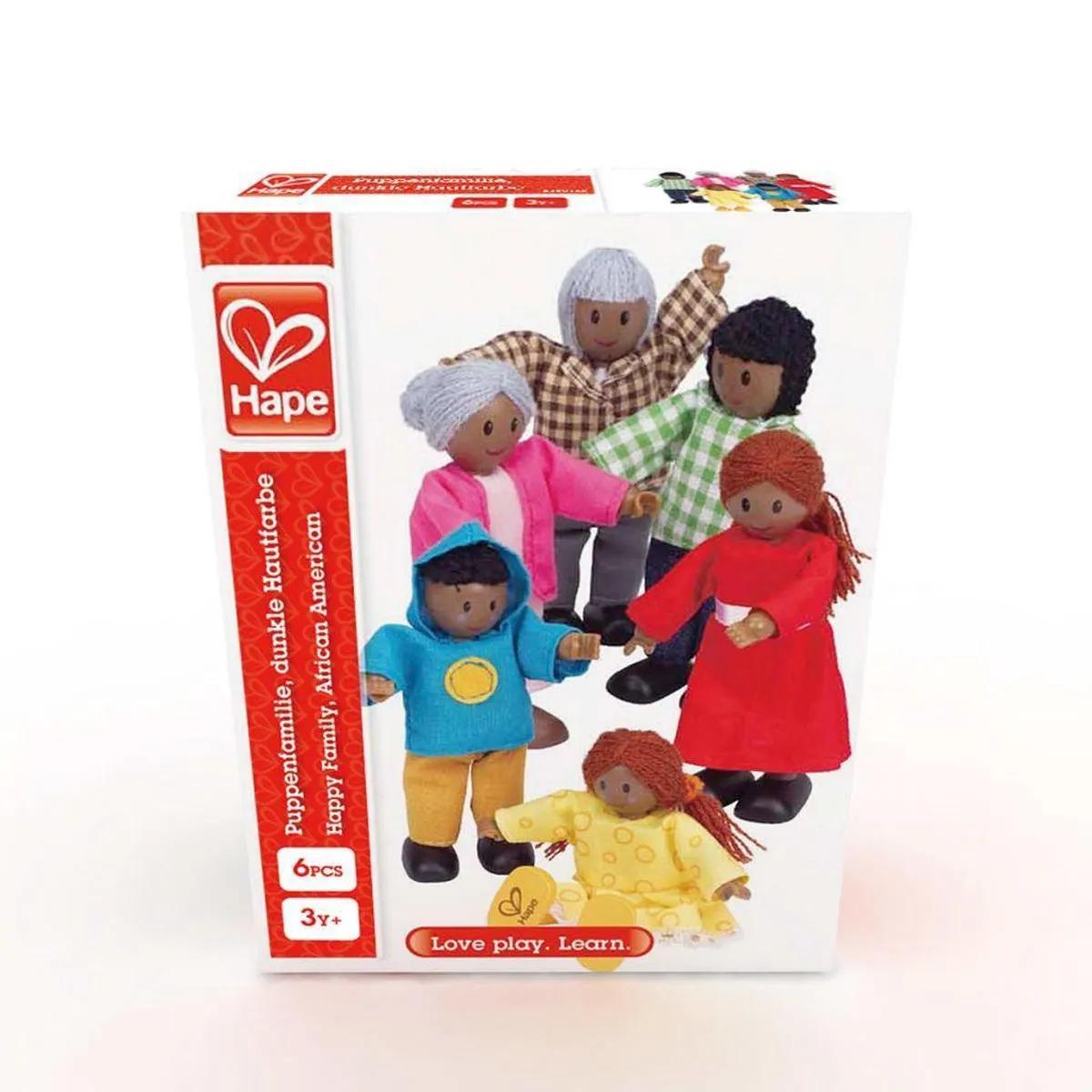 Hape Poppenfamilie 6 Stuks - Donkere huidskleur