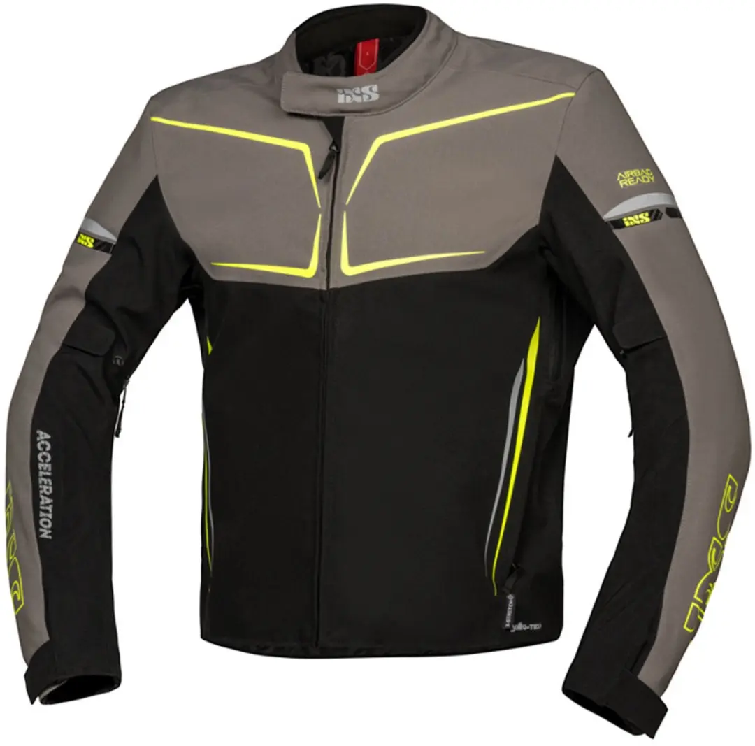 IXS TS-Pro ST+ Waterdichte Zwart Grijs Geel Textiele Motorjas