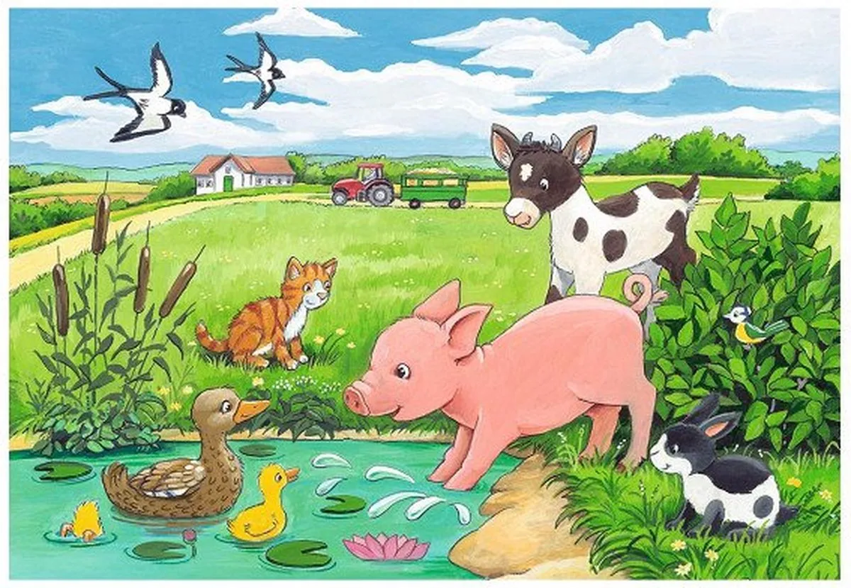 Ravensburger Jonge Dieren Platteland Puzzel - 2x12 Stuks Multicolor
