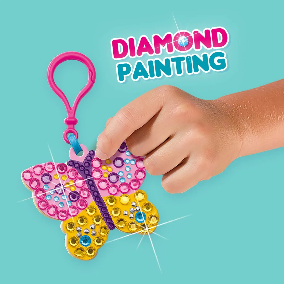SES Creative Hobby Pink Diamond Painting Houten Sleutelhangers - 560 Stickers & 6 Kleuren Verf