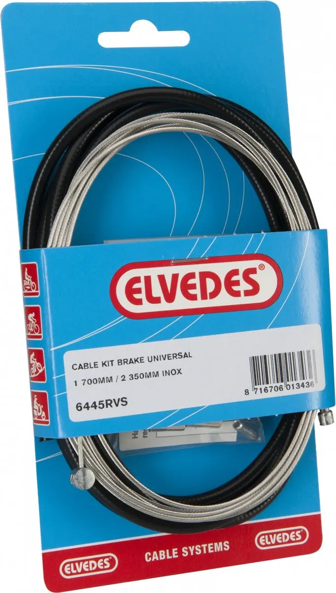Universele remkabelkit Elvedes 1700mm / 2350mm RVS