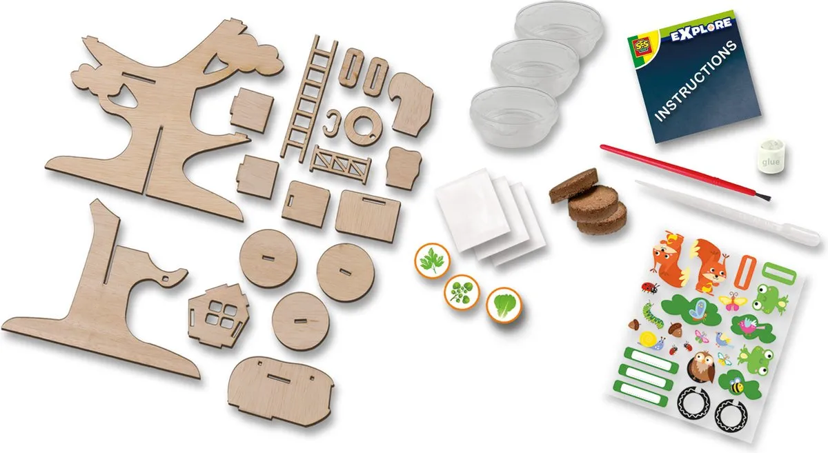 SES Creative Explore Houten Boomhut Kweekset - Tuinkers & Peterselie