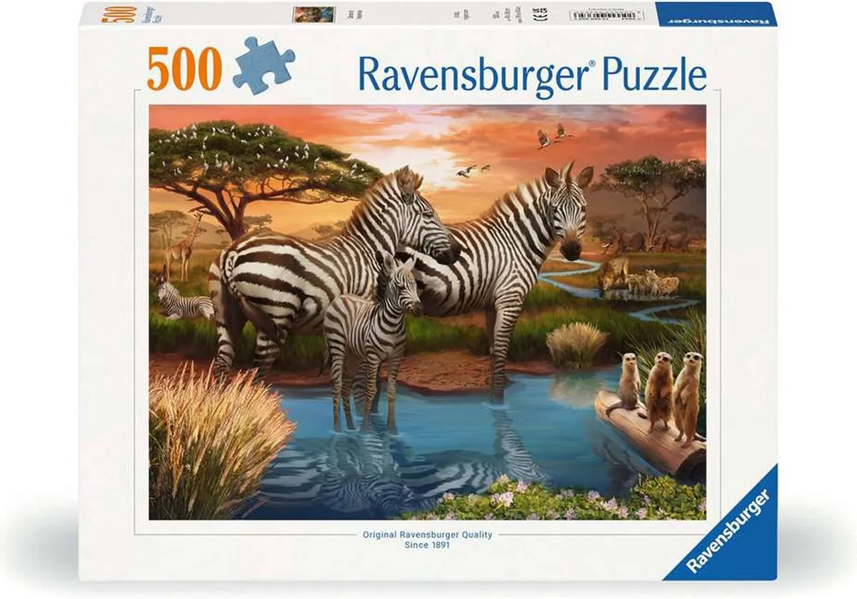Ravensburger Legpuzzel Zebra's Bij de Drinkplaats 1000 Stuks