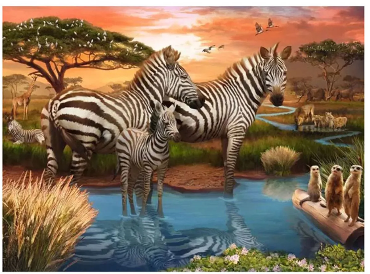 Ravensburger Legpuzzel Zebra's Bij de Drinkplaats 1000 Stuks
