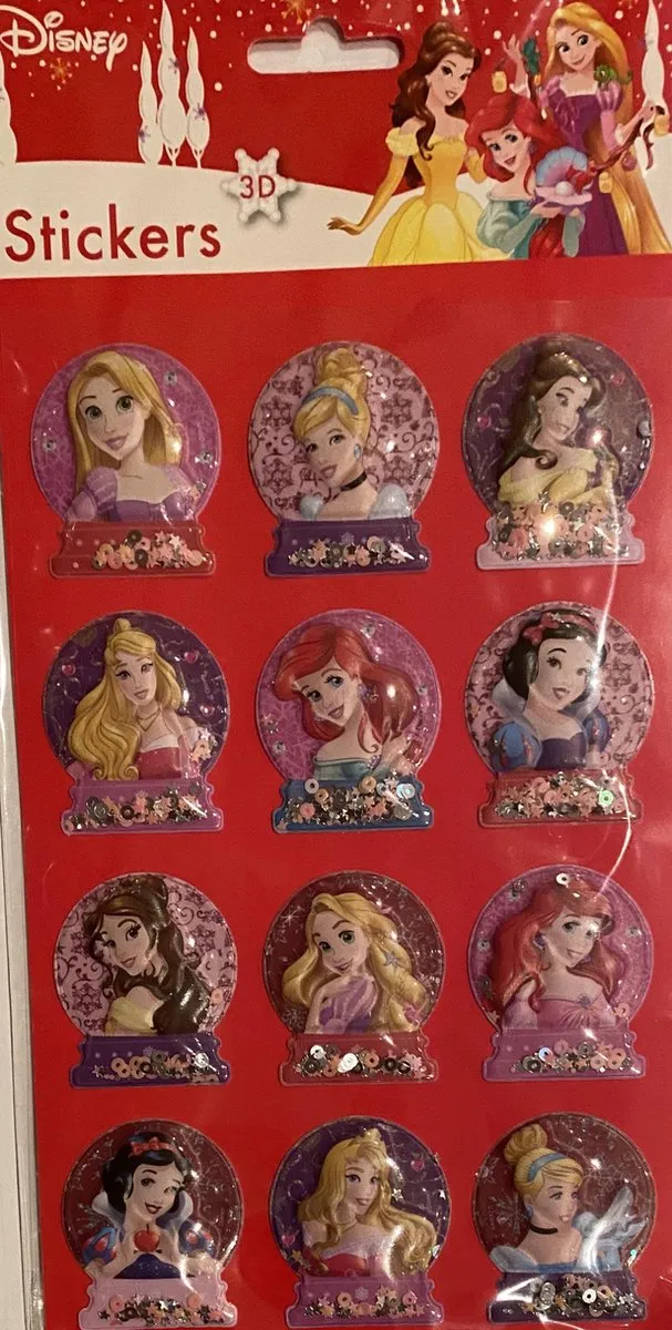 Disney Prinses 3D Kerststickers - 12 Stuks - Roze