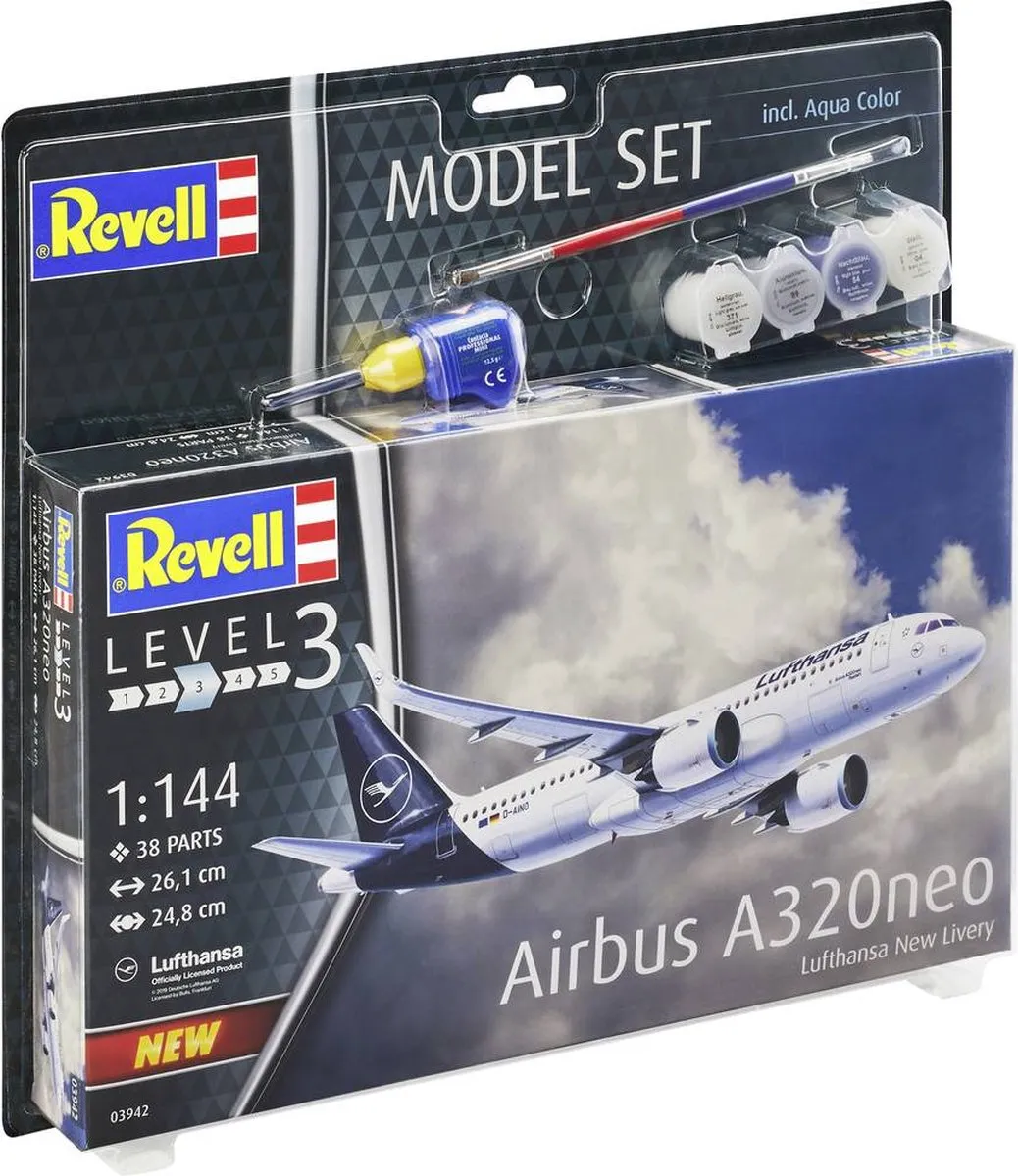 Revell 63942 Modelbouwpakket Airbus A320neo Lufthansa - 1:144 - Multi