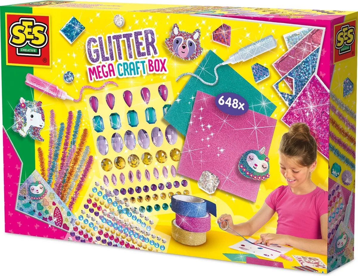 SES Creative Hobby Pink Glitter Mega Knutseldoos
